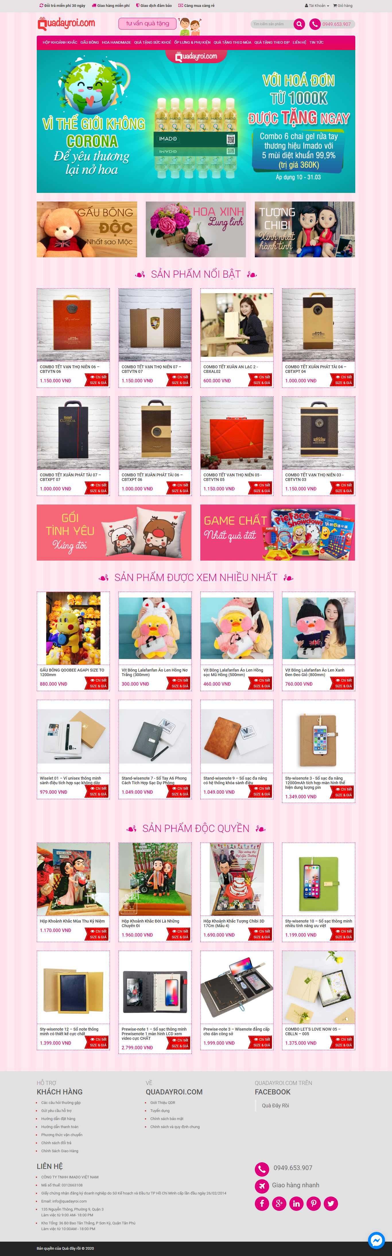 Thiết kế Website shop quà tặng - quadayroi.com - VietWebGroup.Vn