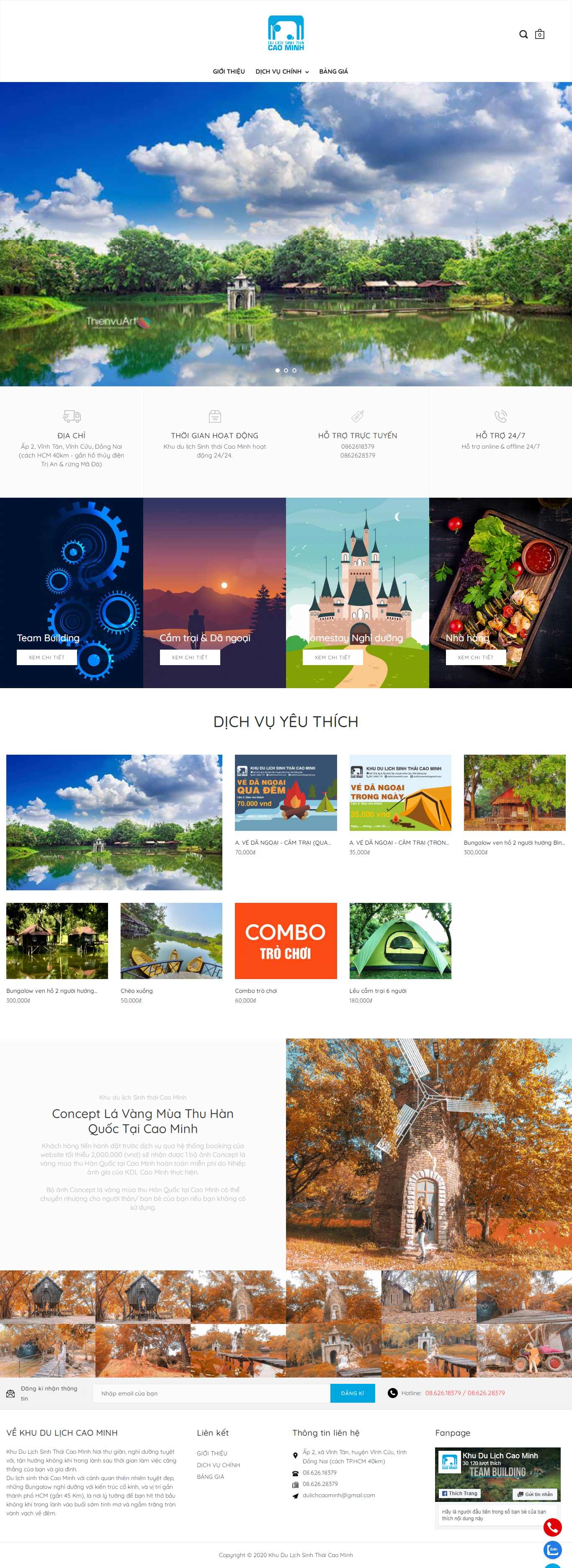 Thiết kế Website khu du lịch - dulichcaominh.com - VietWebGroup.Vn