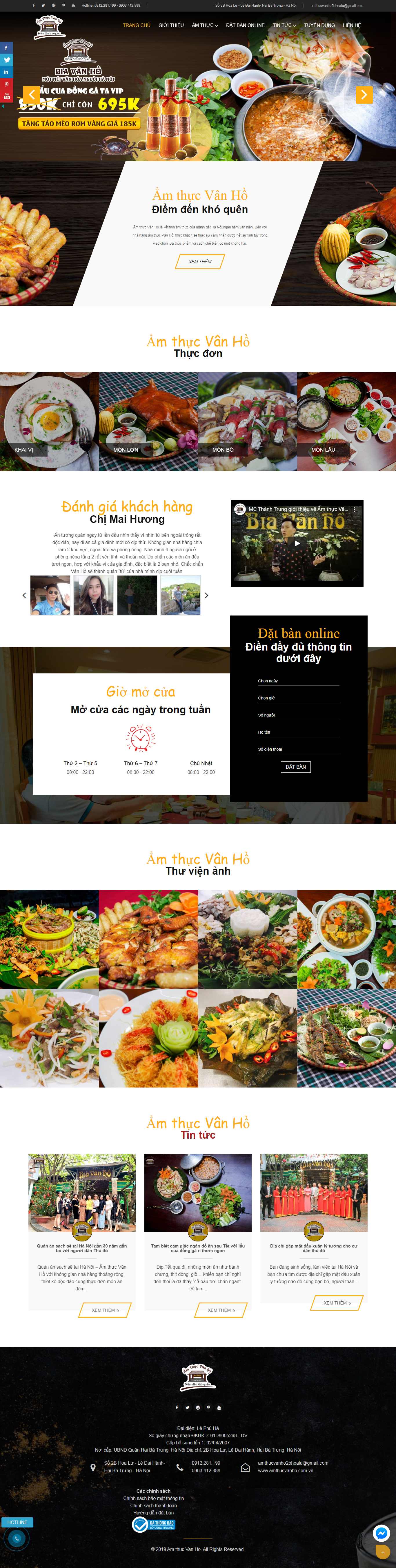 Thiết kế Website nhà hàng ẩm thực - amthucvanho.com.vn - VietWebGroup.Vn