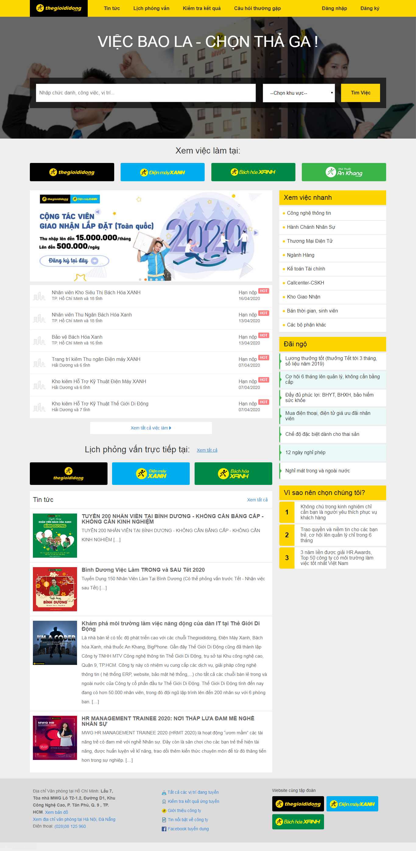 Thiết kế Website tuyển dụng lao động - vieclam.thegioididong.com - VietWebGroup.Vn
