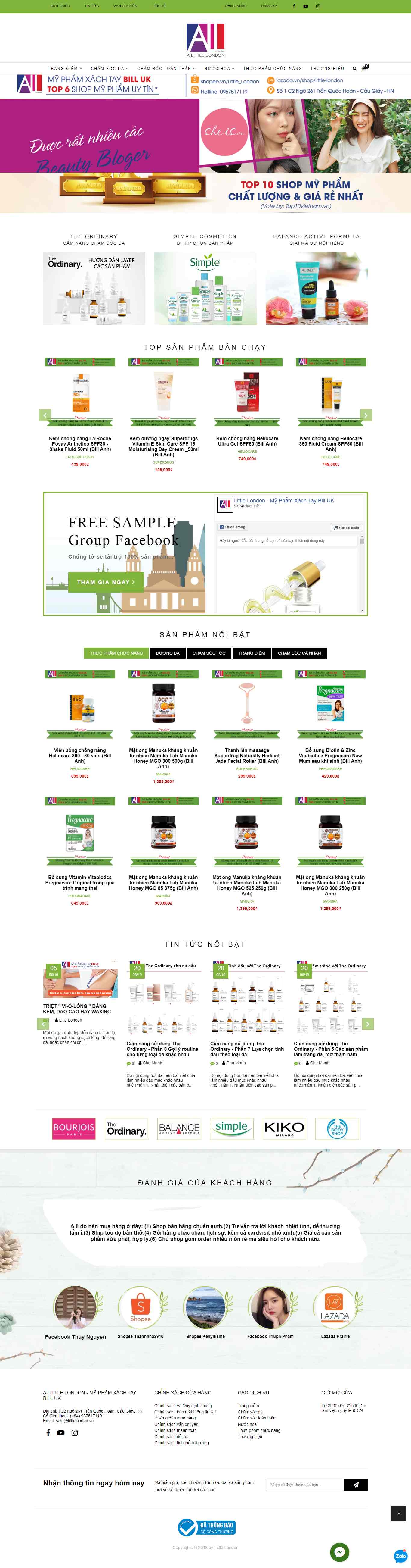 Thiết kế Website mỹ phẩm xách tay - littlelondon.vn - VietWebGroup.Vn