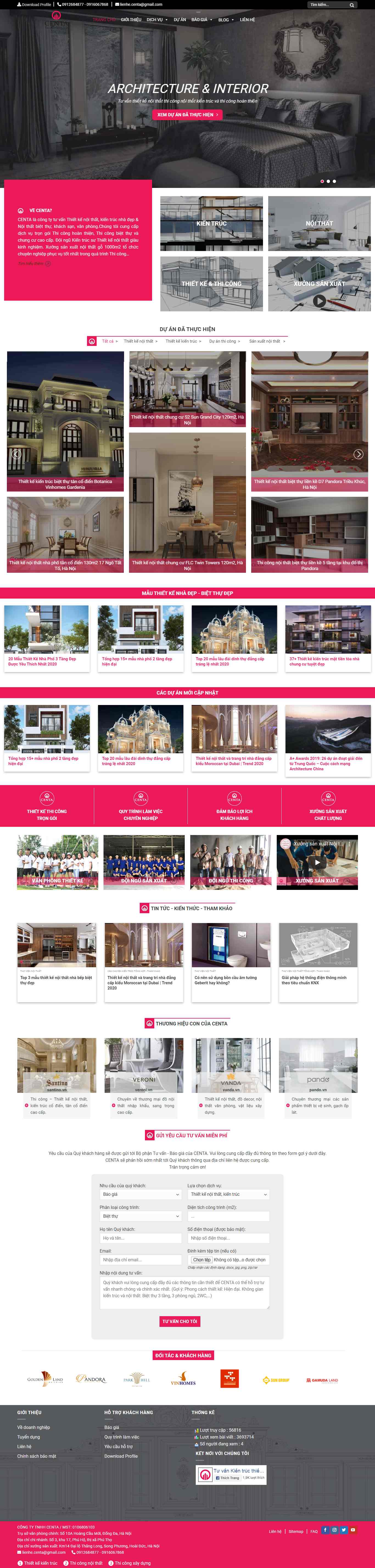 Thiết kế Website thi công nội thất - centa.vn - VietWebGroup.Vn
