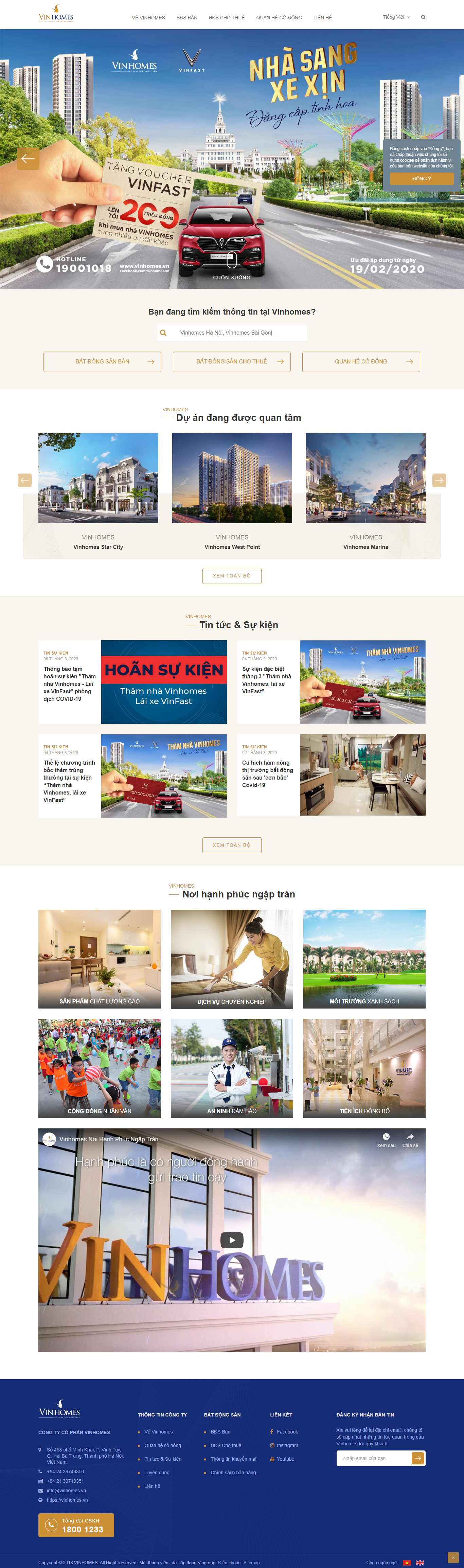 Thiết kế Website dự án bất động sản - vinhomes.vn - VietWebGroup.Vn