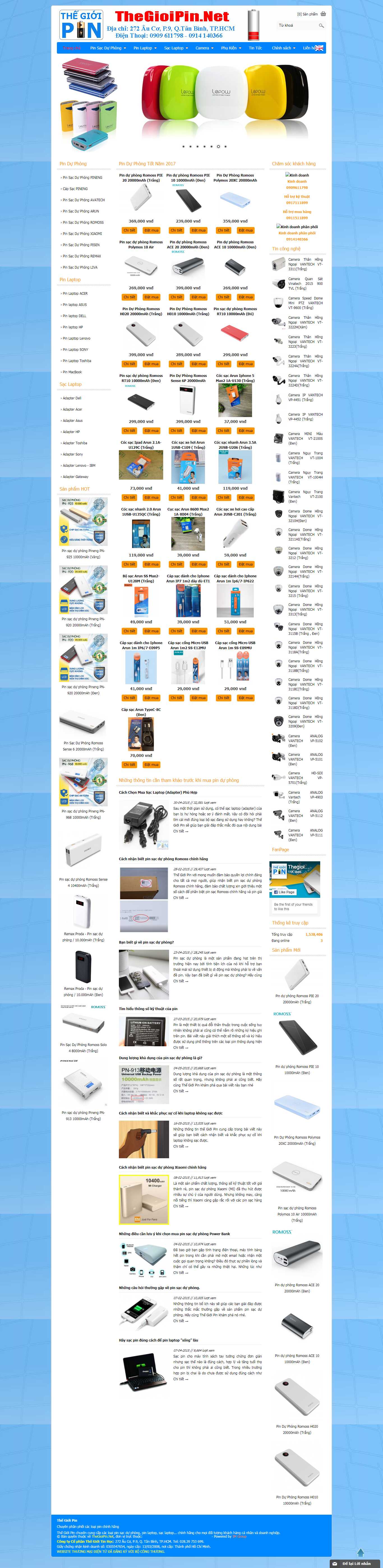 Thiết kế Website sạc dự phòng điện thoại - www.thegioipin.net - VietWebGroup.Vn