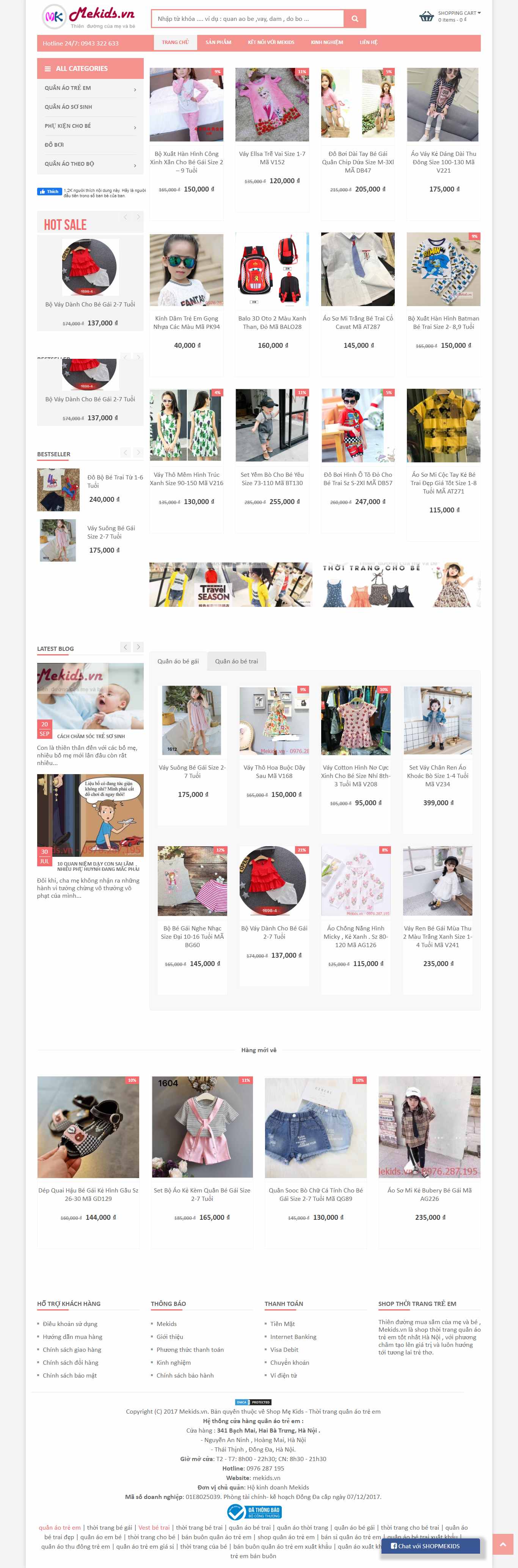 Thiết kế Website quần áo trẻ em - mekids.vn - VietWebGroup.Vn