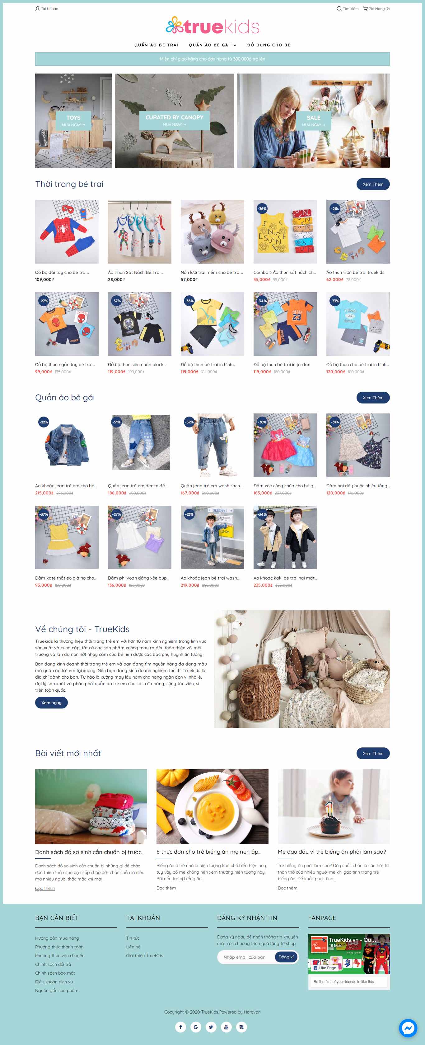 Thiết kế Website quần áo trẻ em - truekids.vn - VietWebGroup.Vn