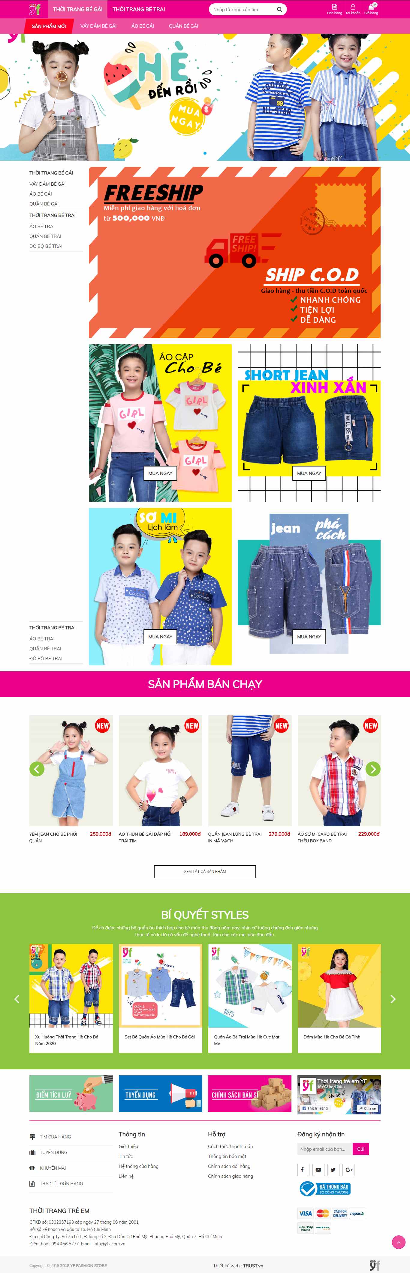 Thiết kế Website quần áo trẻ em - yfk.vn - VietWebGroup.Vn