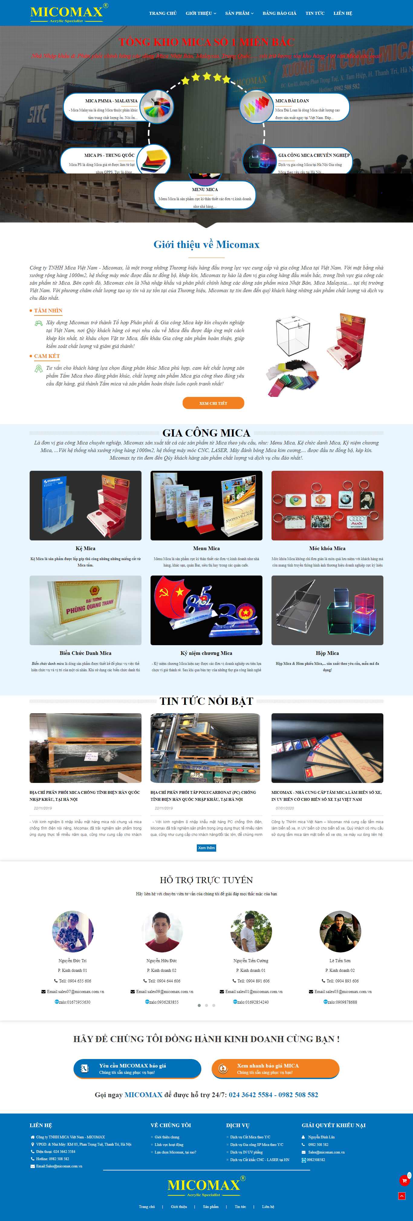 Thiết kế Website sản phẩm nhựa MICA - tongkhomica.com - VietWebGroup.Vn
