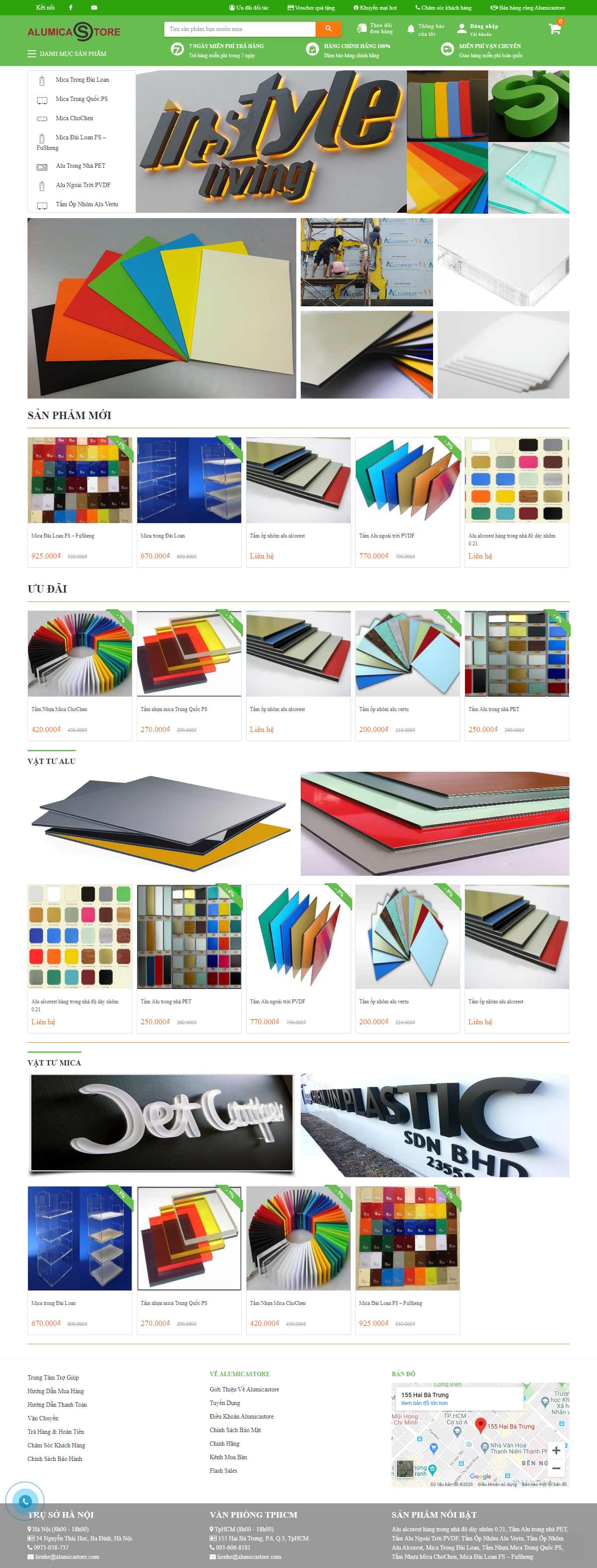 Thiết kế Website sản phẩm nhựa MICA - alumicastore.com - VietWebGroup.Vn