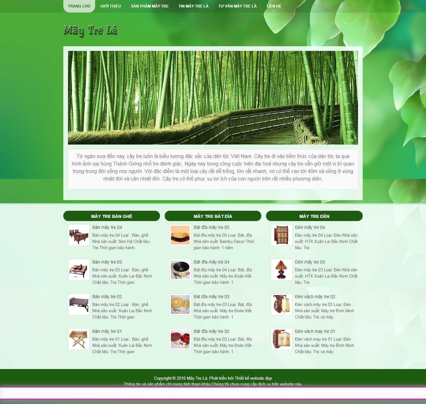Thiết kế Website mây tre đan - www.maytrela.net - VietWebGroup.Vn