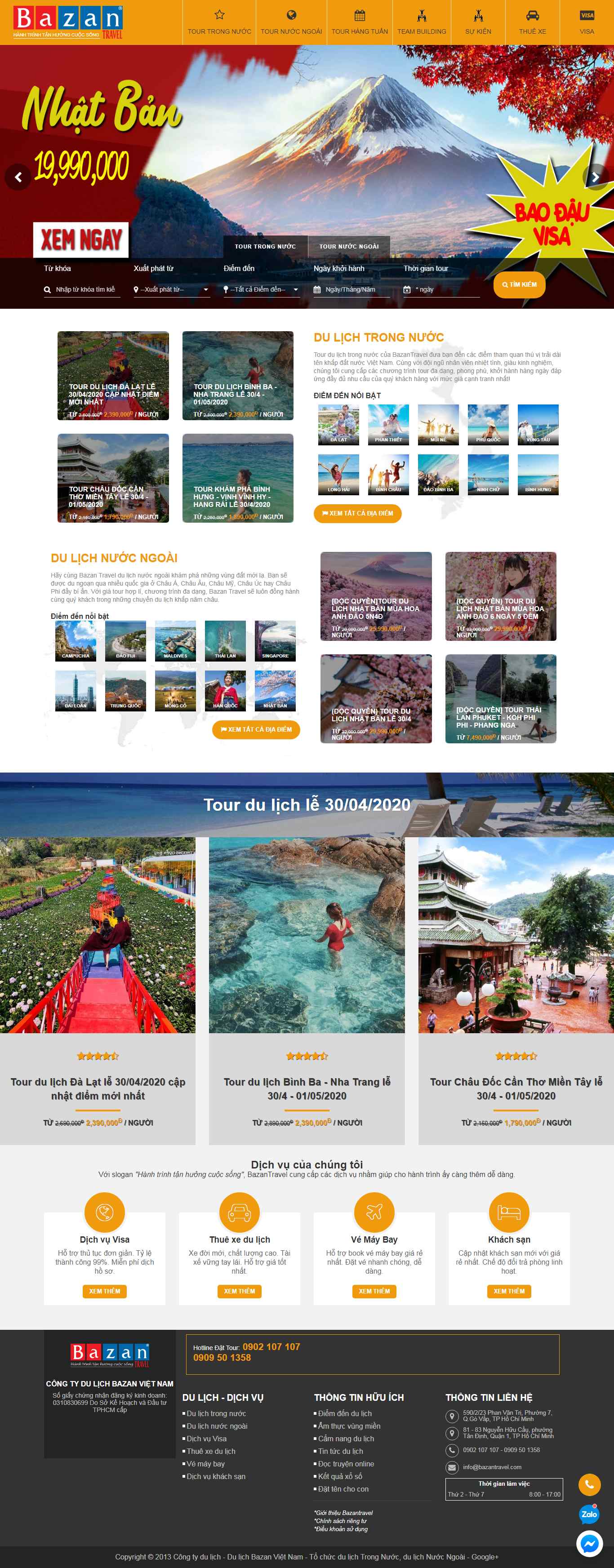 Thiết kế Website tour du lịch - bazantravel.com - VietWebGroup.Vn