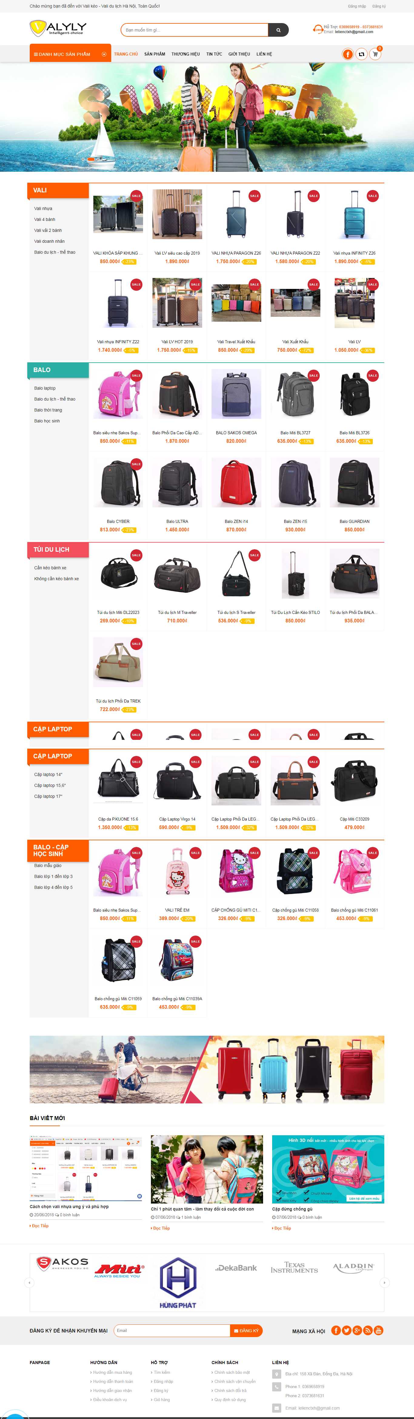 Thiết kế Website cửa hàng vali - valyly.com - VietWebGroup.Vn