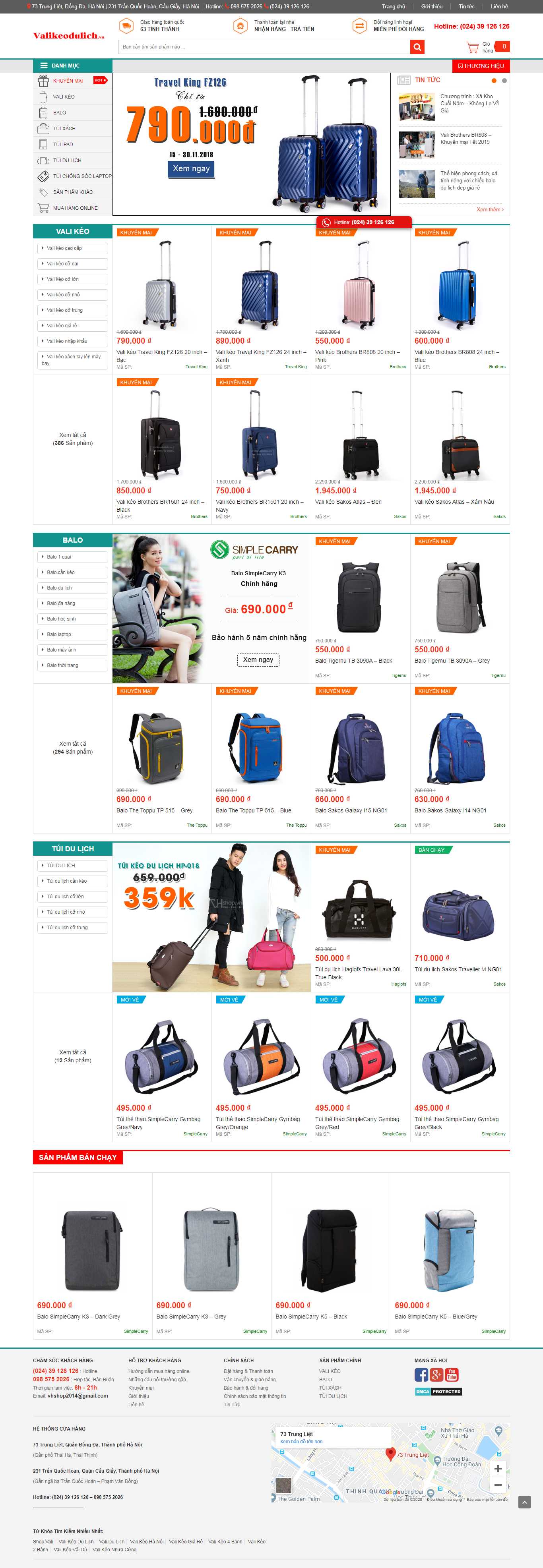 Thiết kế Website cửa hàng vali - valikeodulich.vn - VietWebGroup.Vn