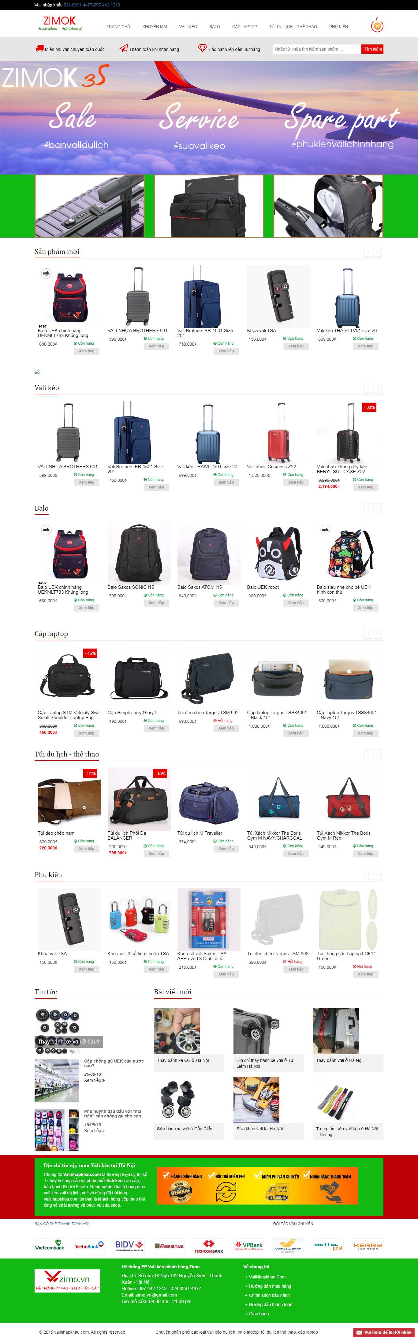 Thiết kế Website cửa hàng vali - valinhapkhau.com - VietWebGroup.Vn