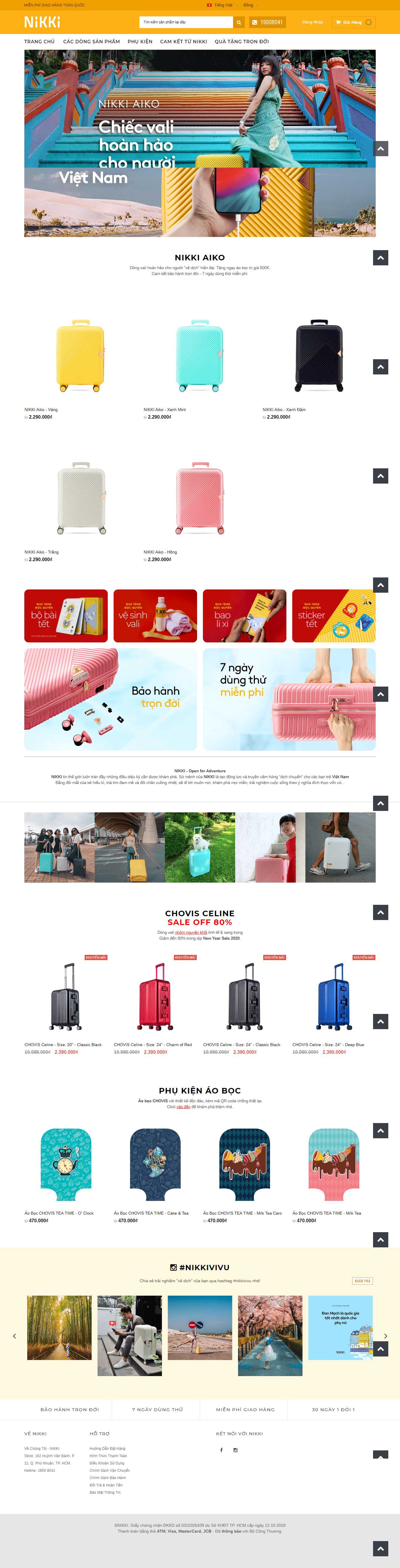 Thiết kế Website cửa hàng vali - nikki.vn - VietWebGroup.Vn