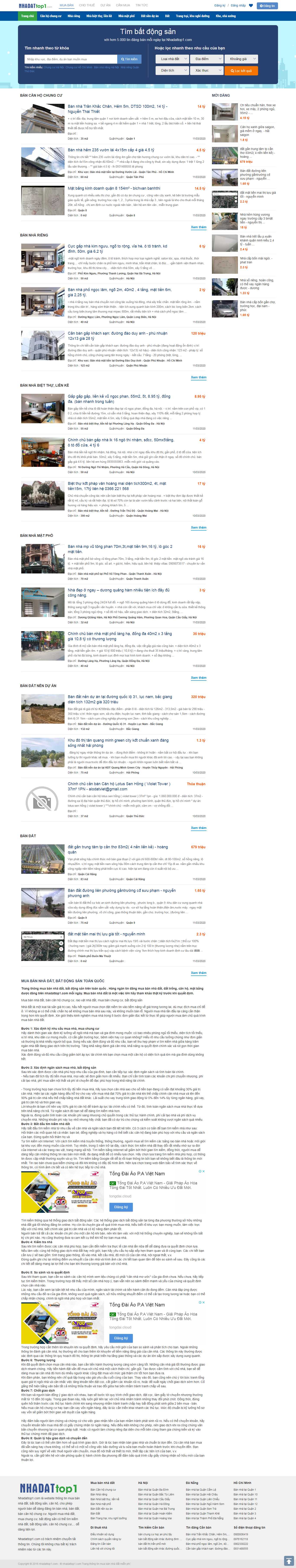 Thiết kế Website mua bán nhà đất - nhadattop1.com - VietWebGroup.Vn