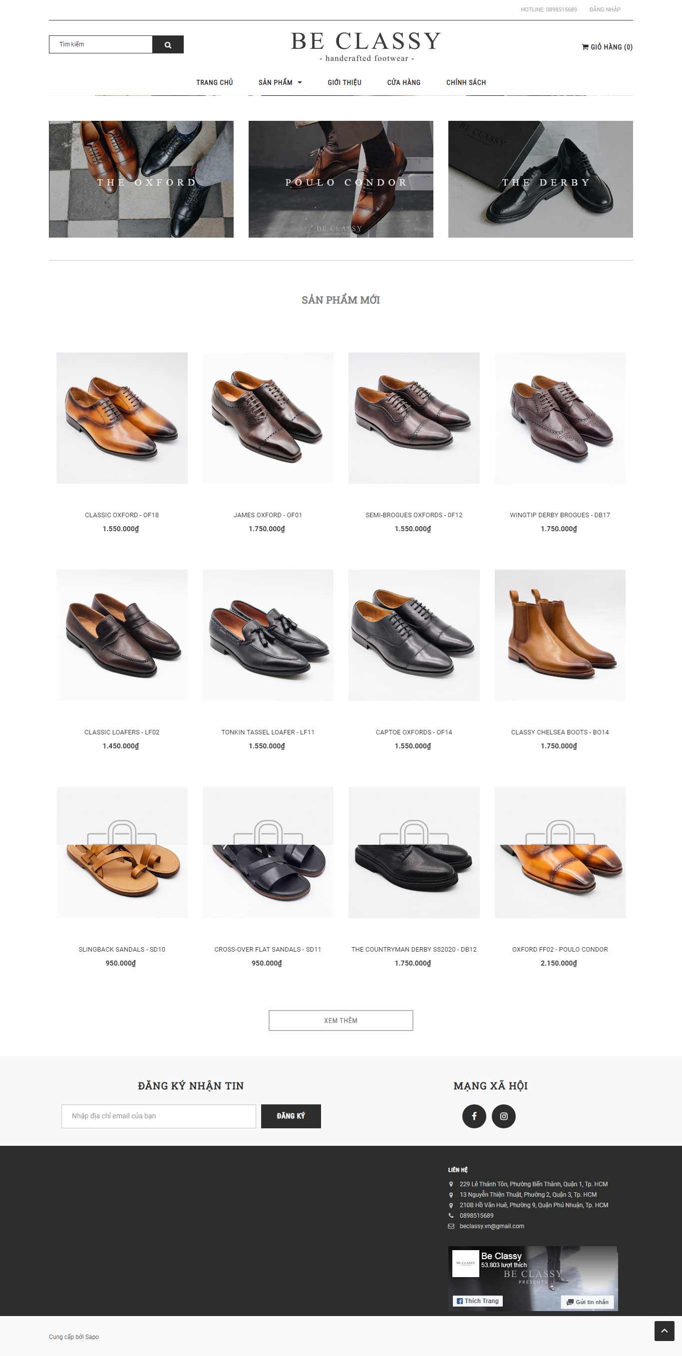 Thiết kế Website giày da - beclassy.vn - VietWebGroup.Vn