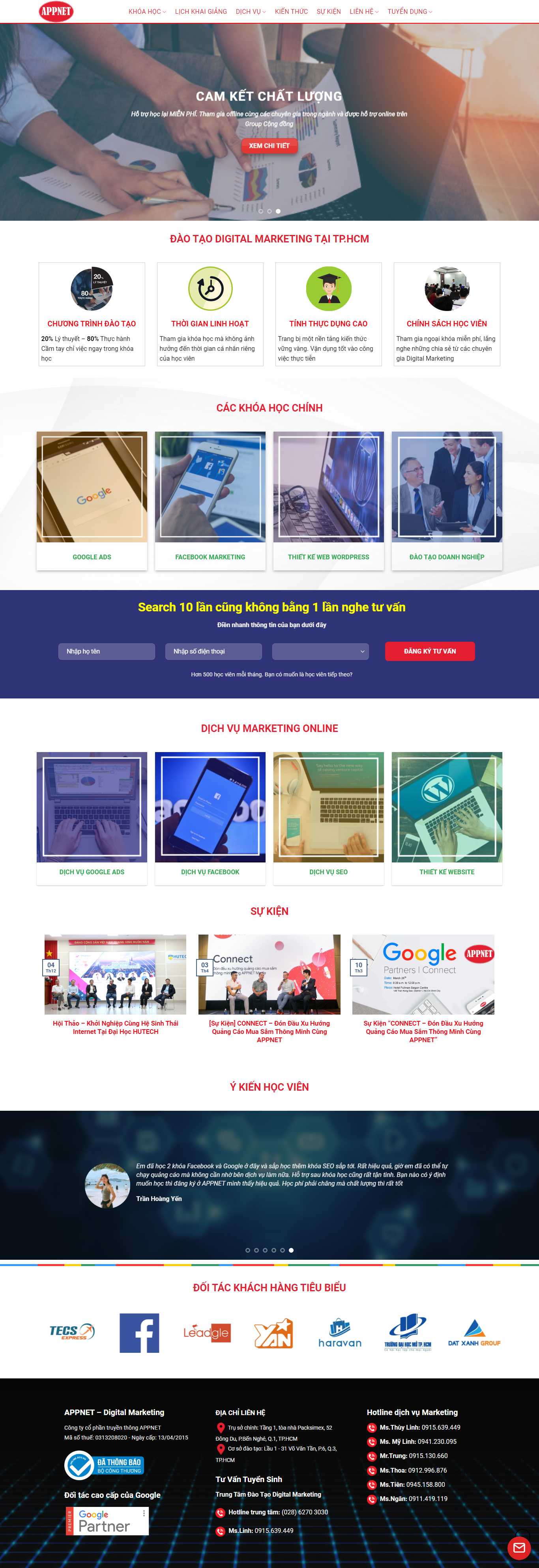 Thiết kế Website trung tâm đào tạo - appnet.edu.vn - VietWebGroup.Vn