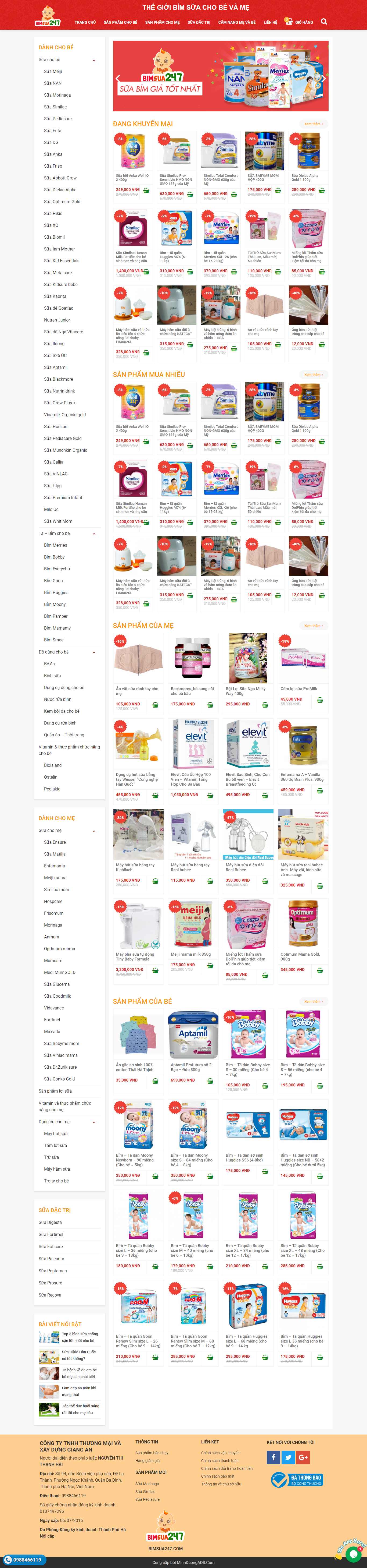 Thiết kế Website bỉm sữa - bimsua247.com - VietWebGroup.Vn