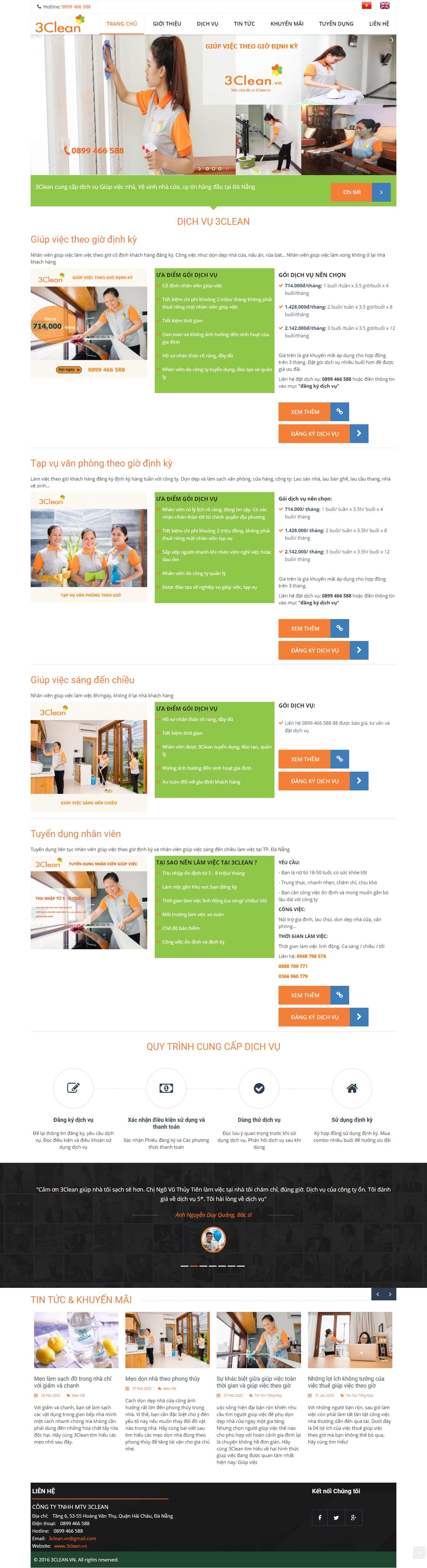 Thiết kế Website dịch vụ giúp việc - 3clean.vn - VietWebGroup.Vn
