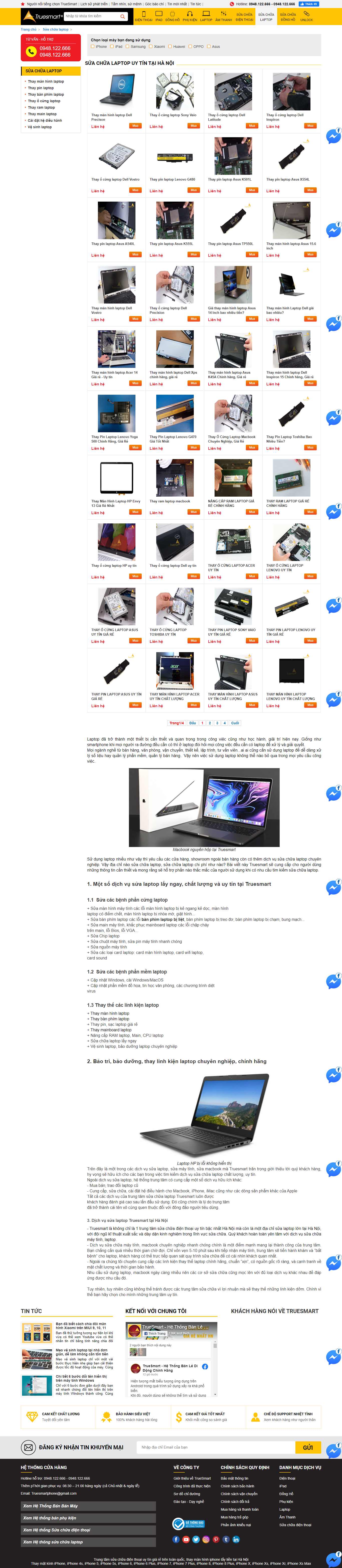 Thiết kế Website web sửa chữa laptop - wwwtruesmartcomvn