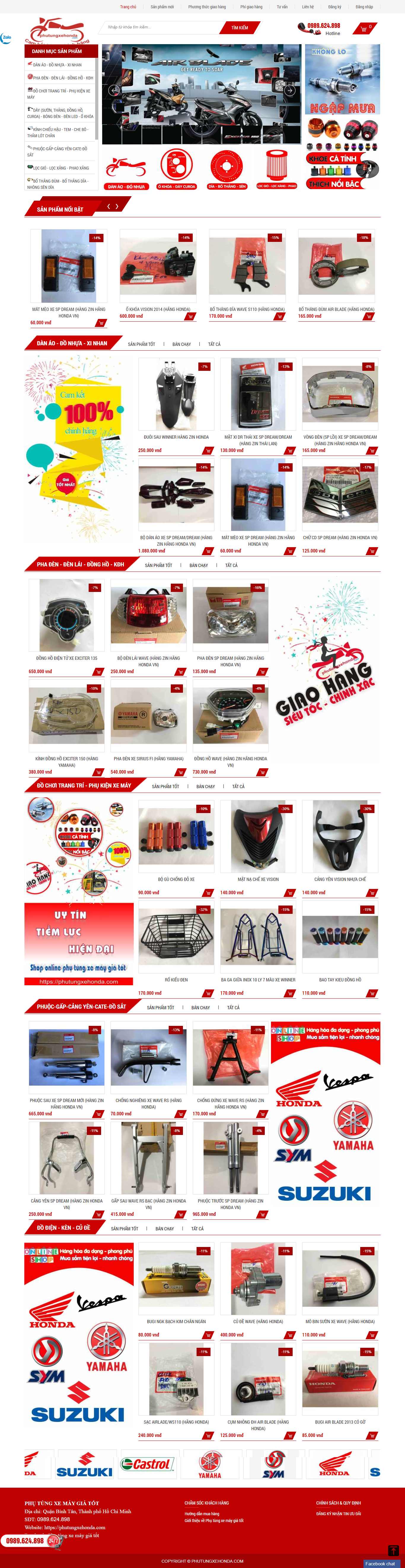 Thiết kế Website web phụ tùng xe máy - phutungxehondacom