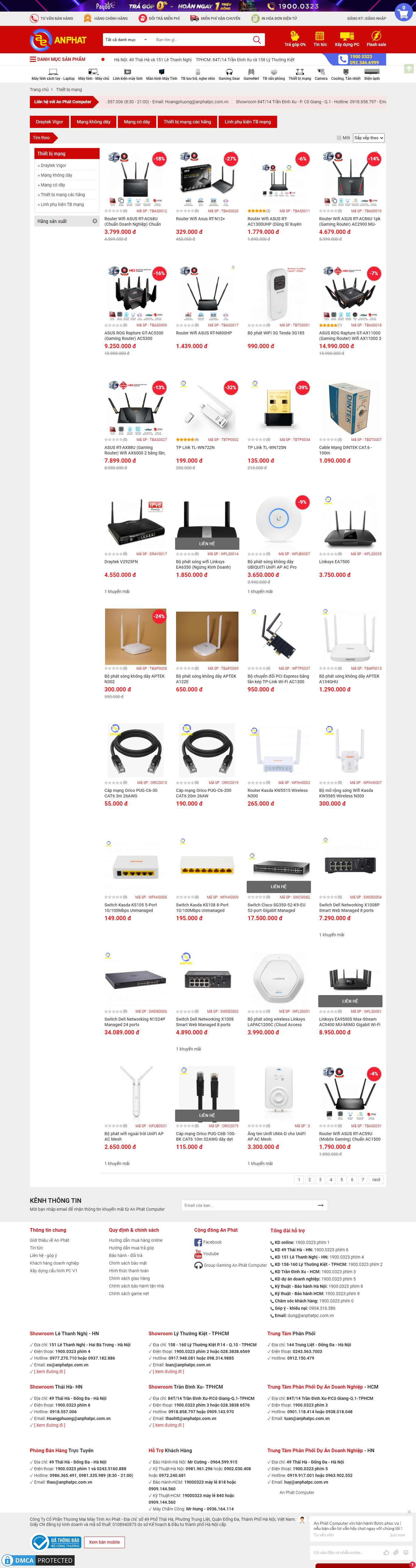 Thiết kế Website web Thiết bị Mạng - wwwanphatpccomvn