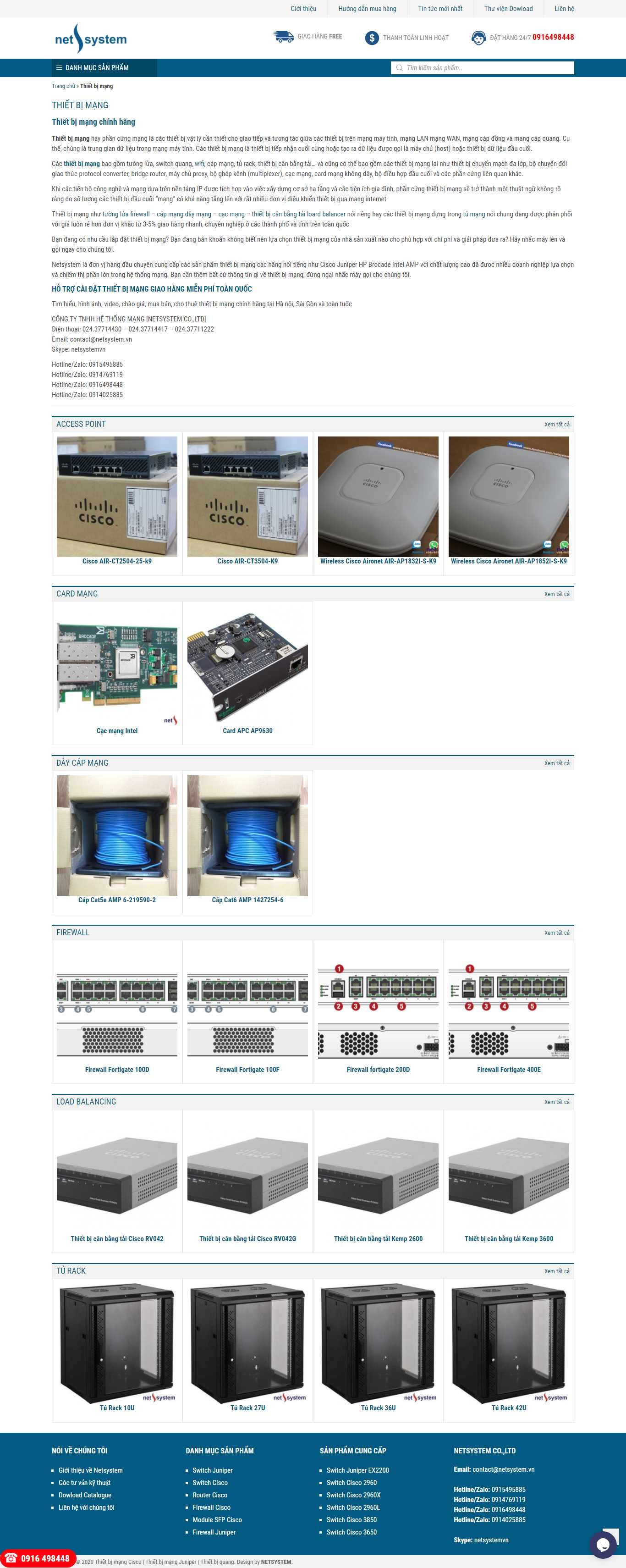 Thiết kế Website web Thiết bị Mạng - netsystemvn