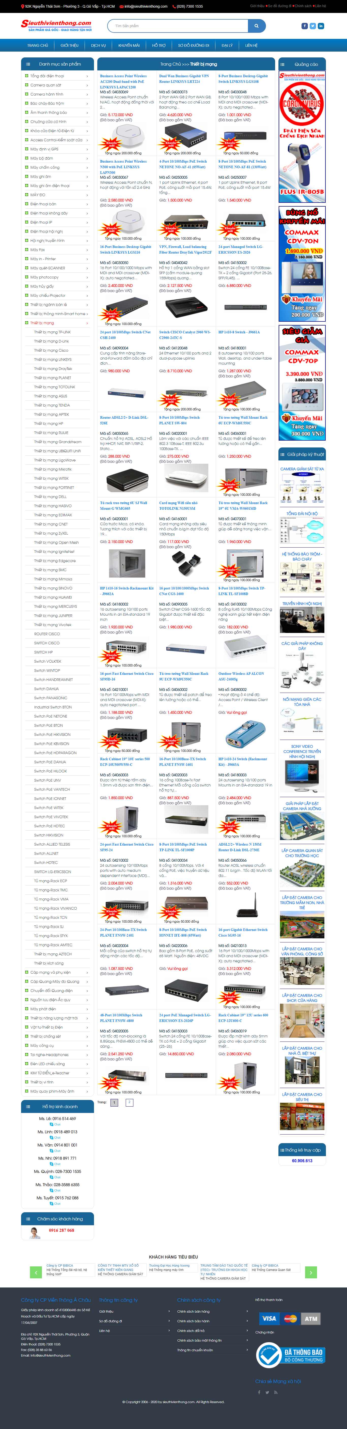 Thiết kế Website web Thiết bị Mạng - wwwsieuthivienthongcom