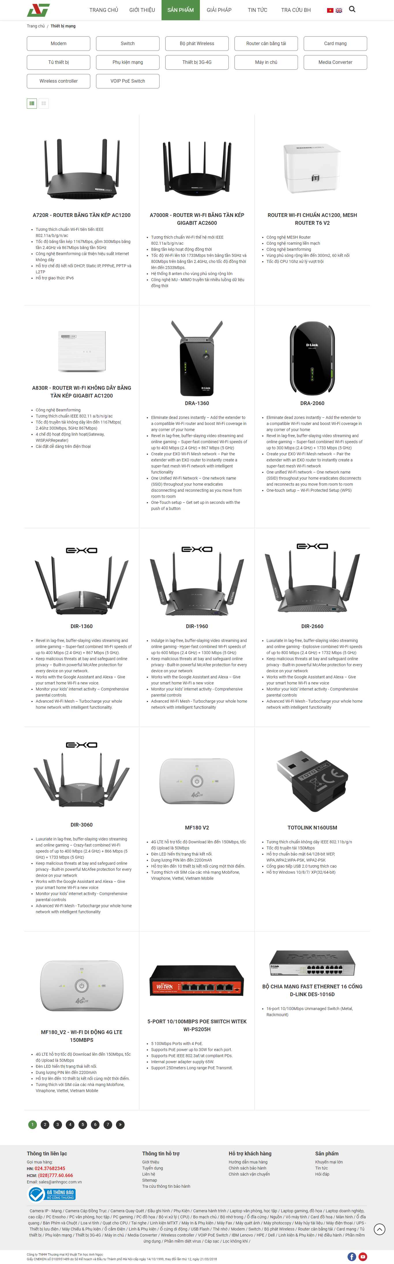 Thiết kế Website web Thiết bị Mạng - anhngocvn