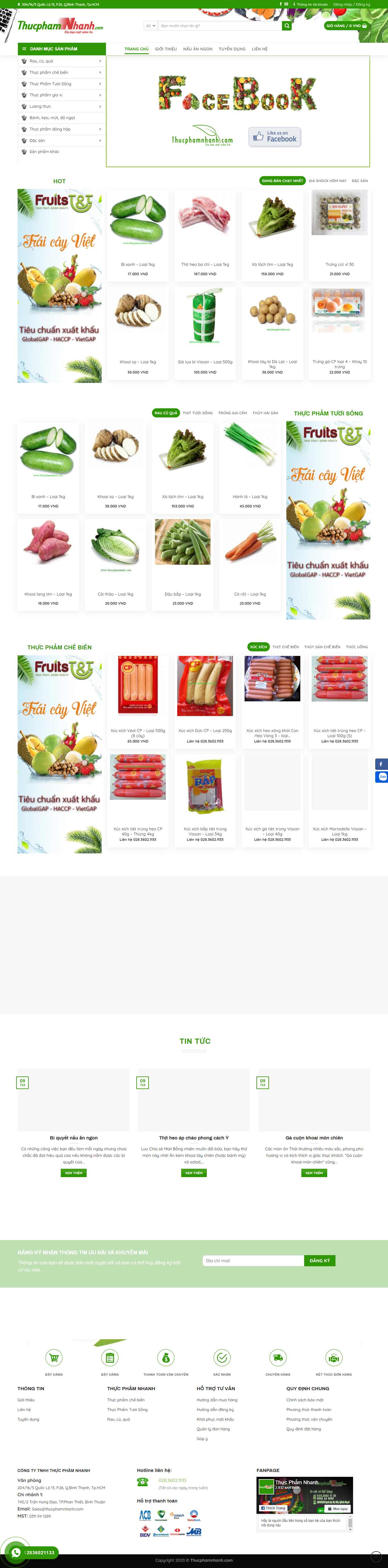 Thiết kế Website web thực phẩm dinh dưỡng - thucphamnhanhcom