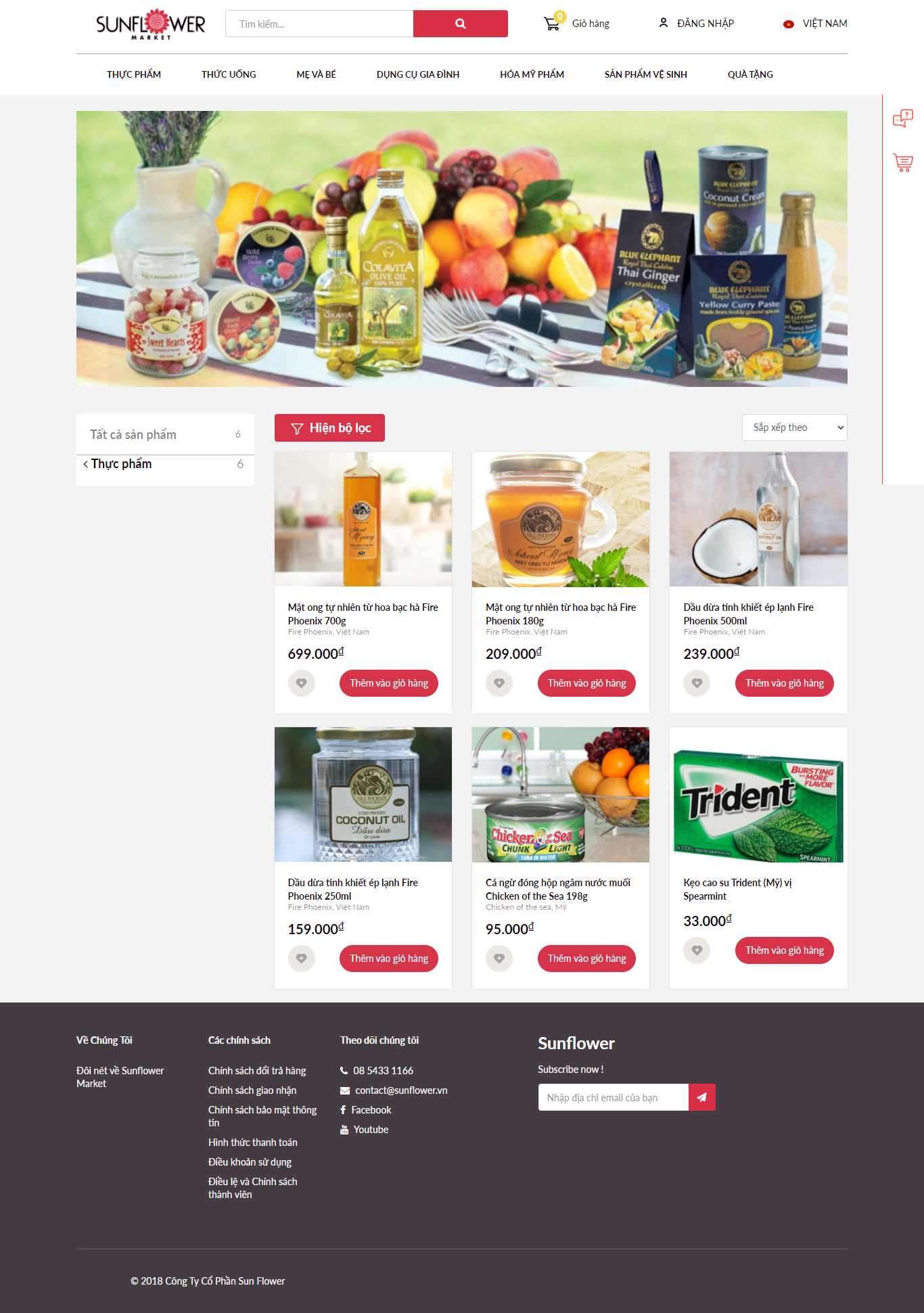 Thiết kế Website web thực phẩm dinh dưỡng - sunflowervn