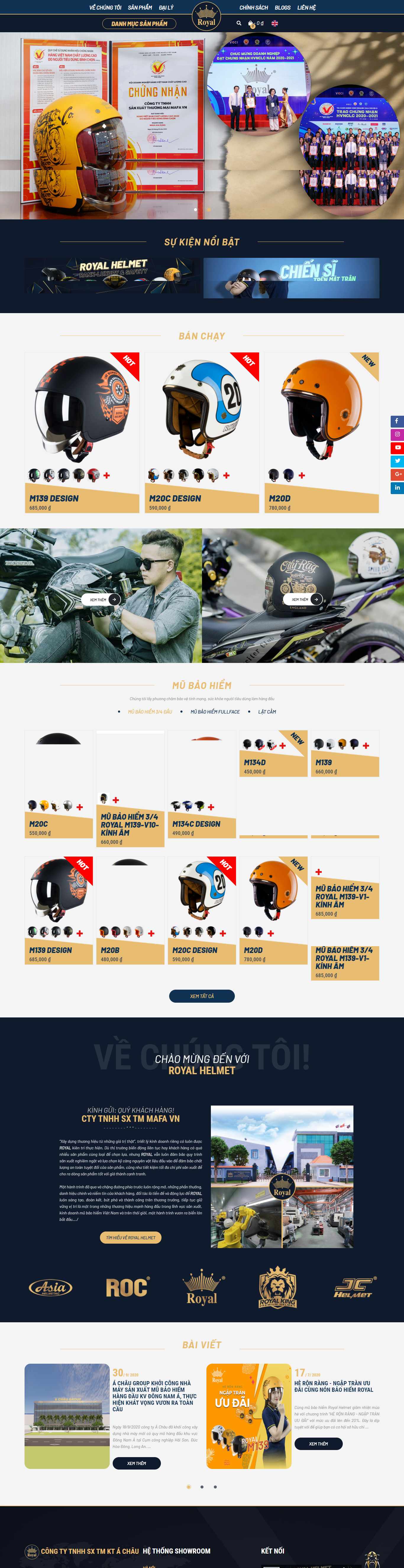 Thiết kế Website web mũ bảo hiểm xe máy - royalhelmetcomvn