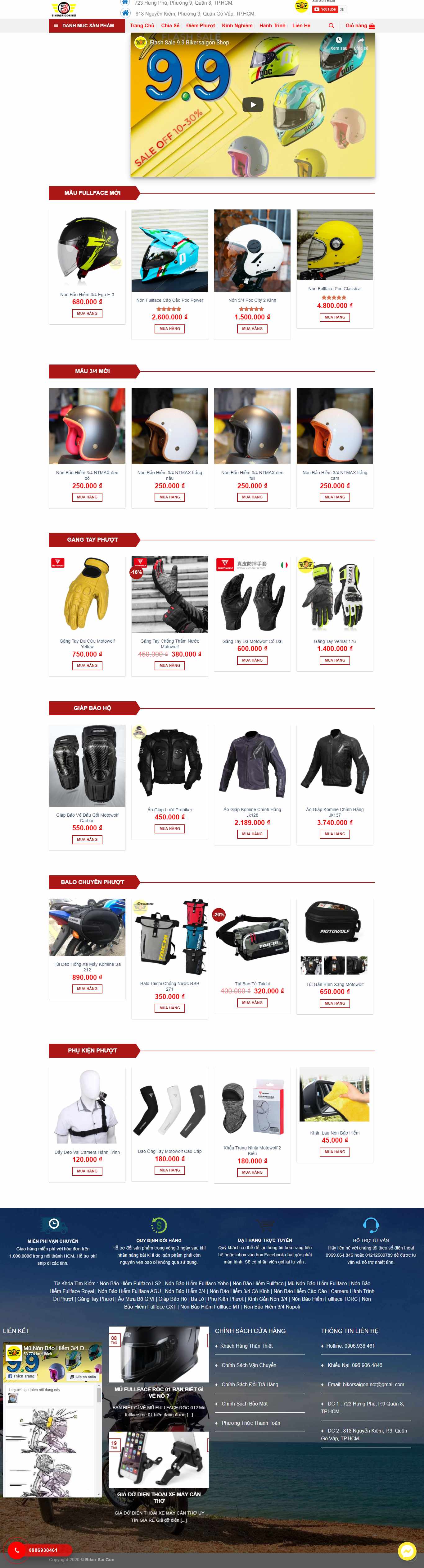 Thiết kế Website web mũ bảo hiểm xe máy - bikersaigonnet