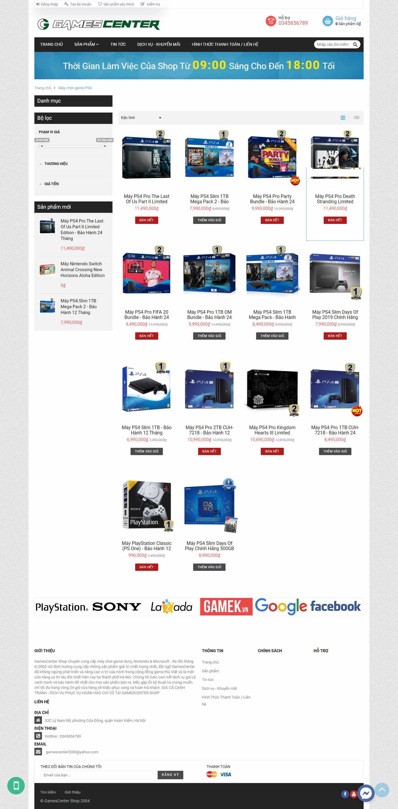 Thiết kế Website web máy chơi game - wwwgamescentervn