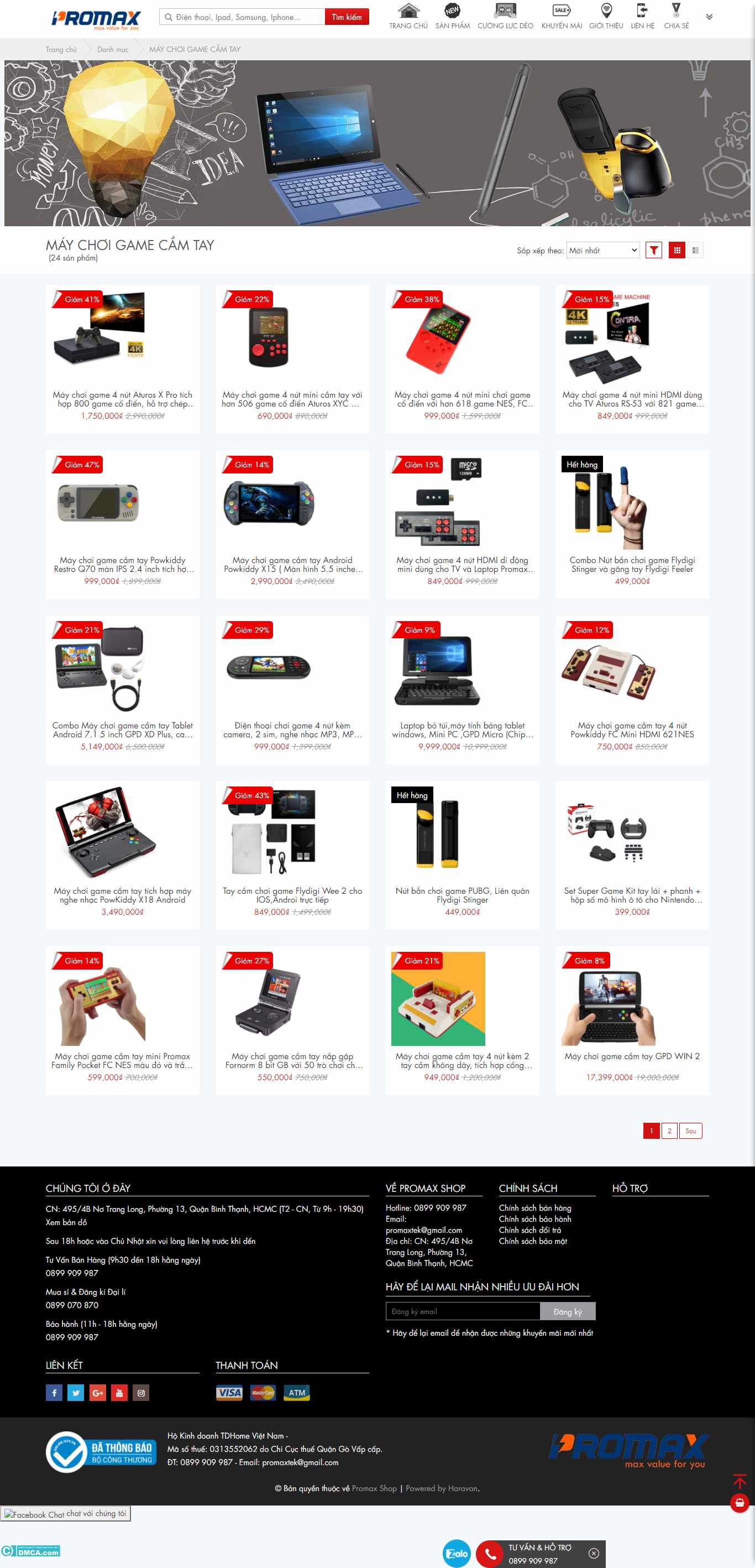 Thiết kế Website web máy chơi game - promaxshopvn