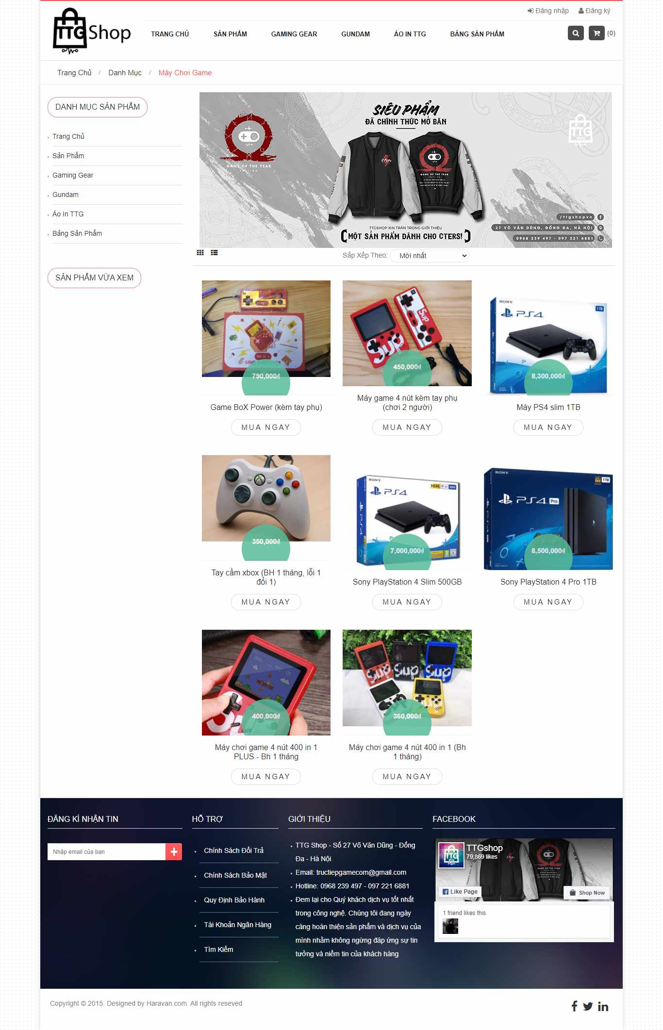 Thiết kế Website web máy chơi game - ttgshopvn