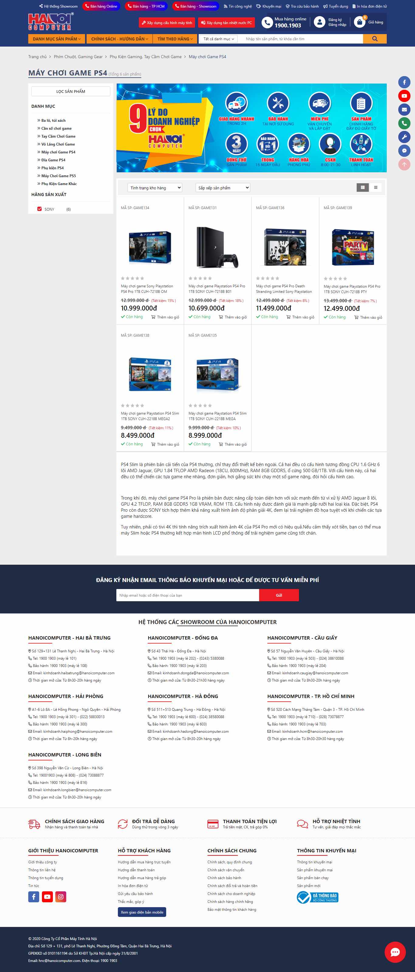 Thiết kế Website web máy chơi game - wwwhanoicomputervn
