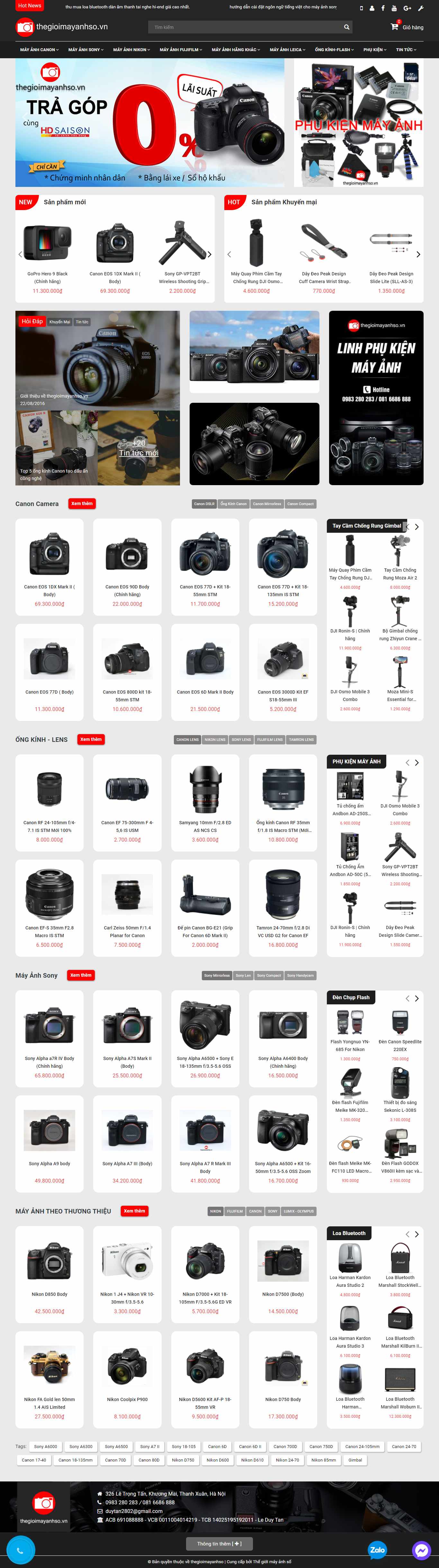 Thiết kế Website web máy ảnh số - wwwthegioimayanhsovn