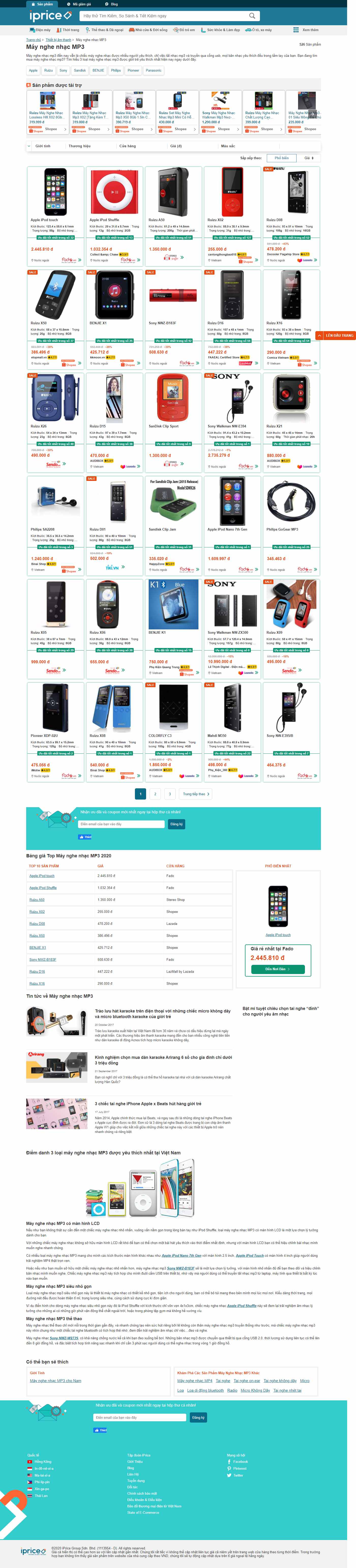 Thiết kế Website web máy nghe nhạc - ipricevn