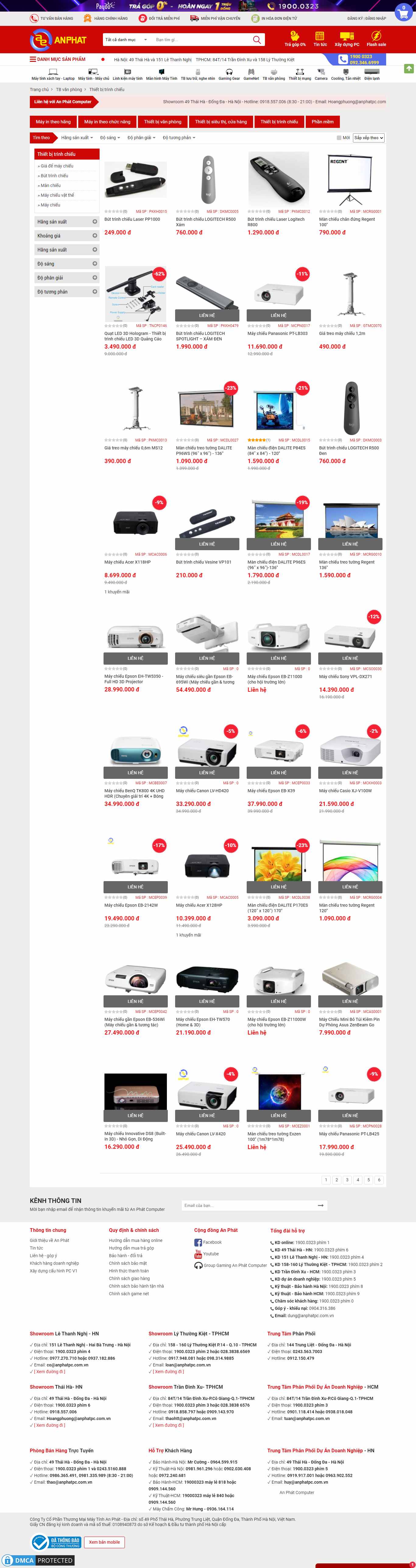Thiết kế Website web thiết bị trình chiếu - wwwanphatpccomvn