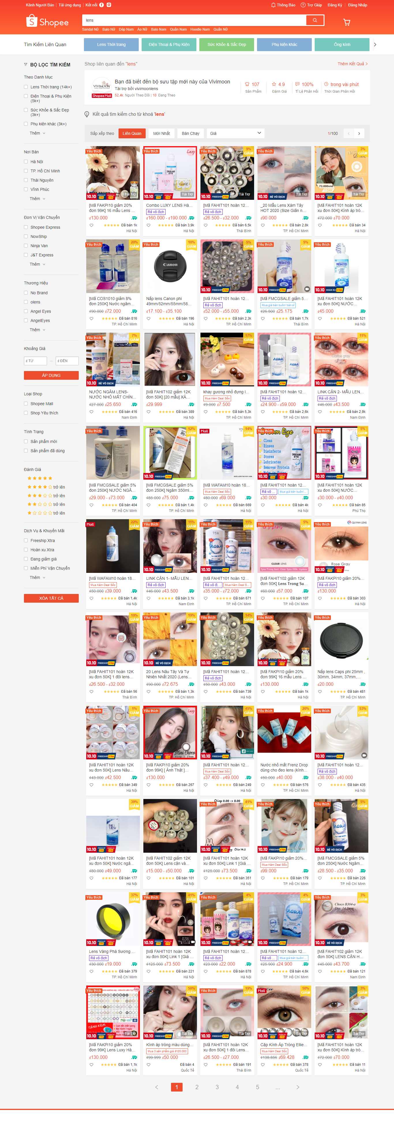 Thiết kế Website web lens - shopeevn