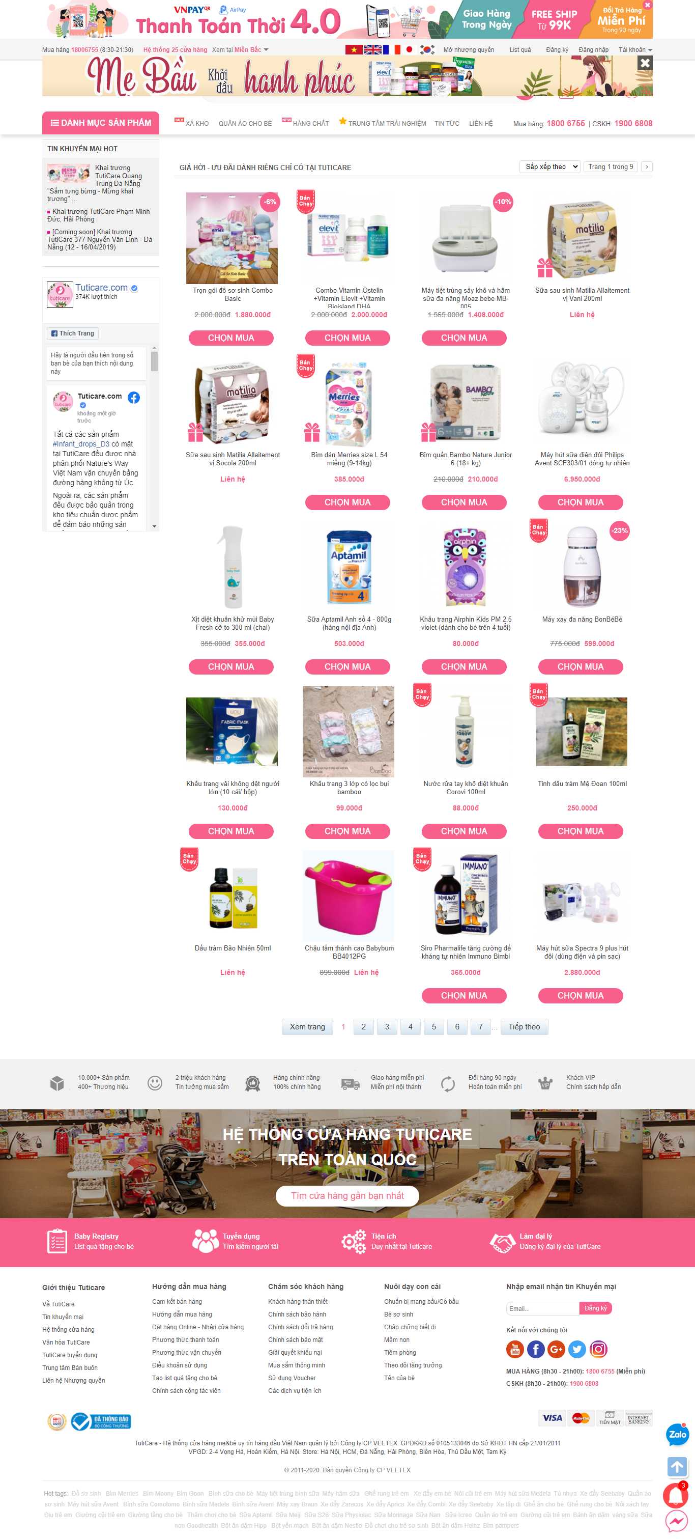 Thiết kế Website web bán đồ mẹ và bé - wwwtuticarecom