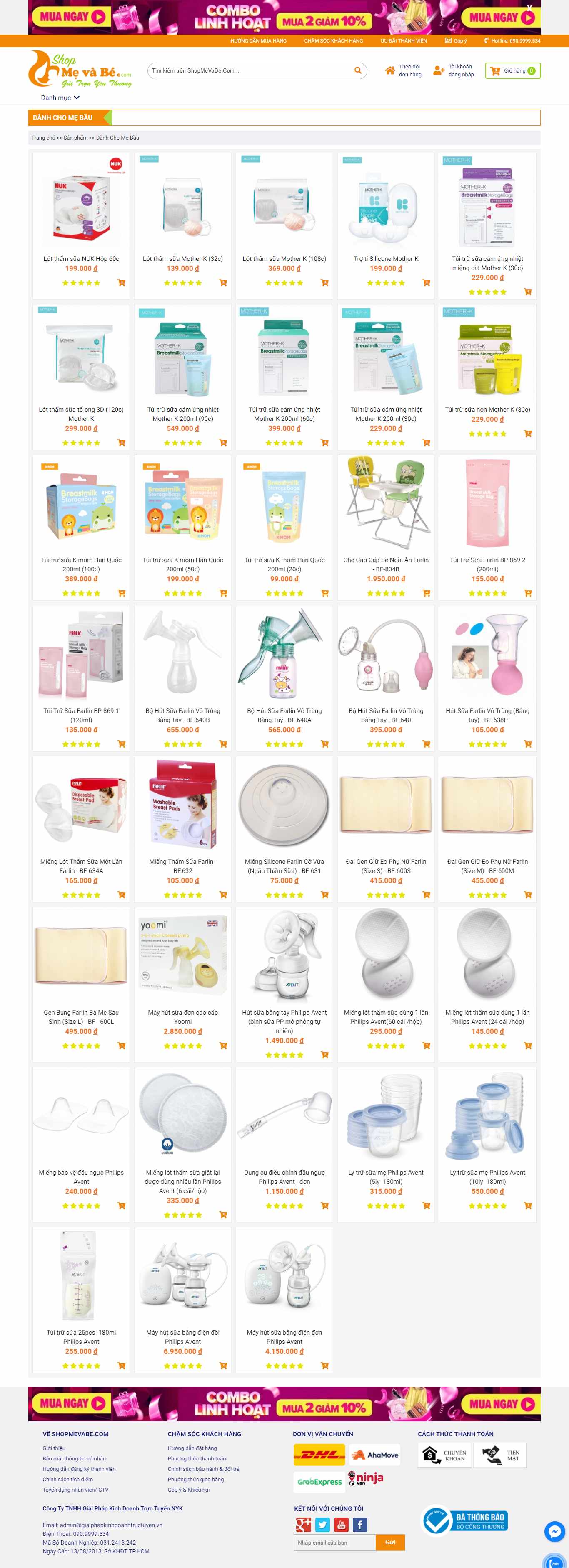 Thiết kế Website web bán đồ mẹ và bé - shopmevabecom