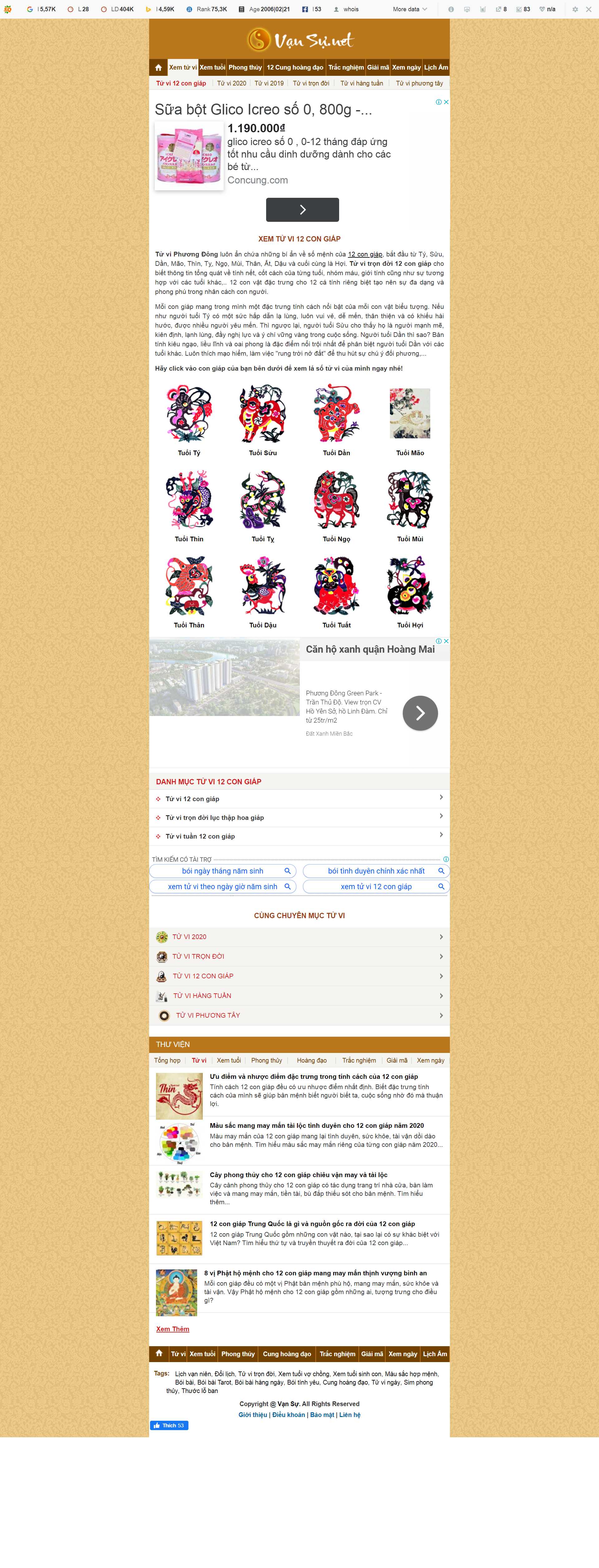 Thiết kế Website web xem tử vi - vansunet