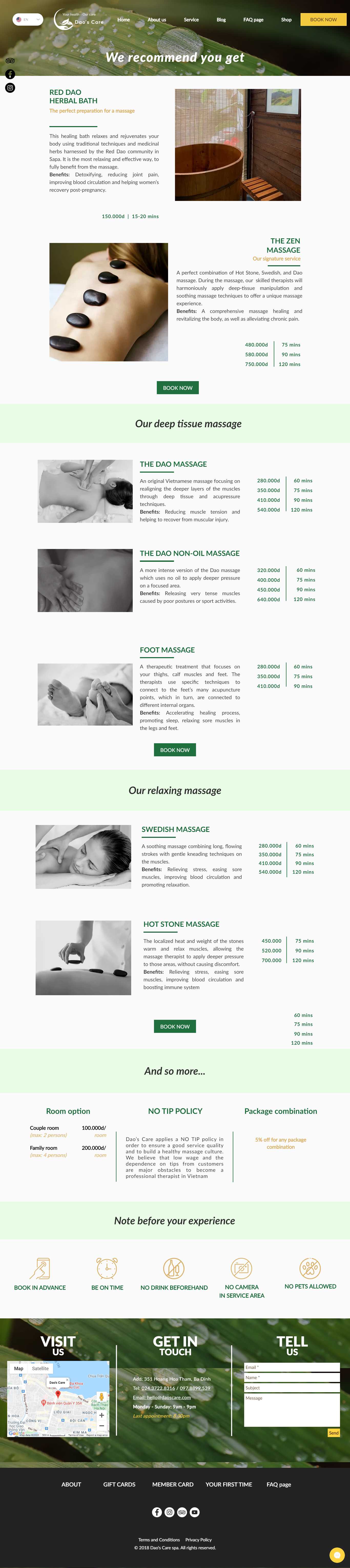 Thiết kế Website web massage - wwwdaoscarecom