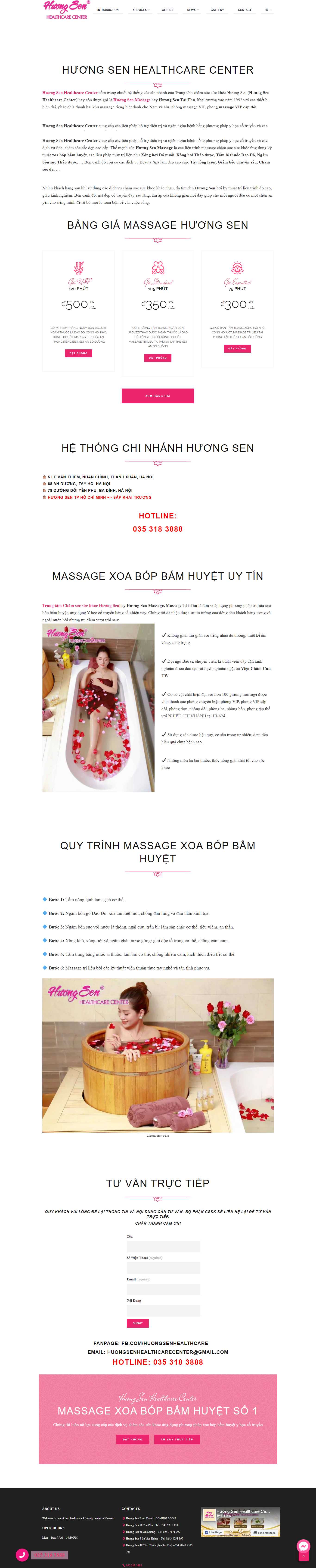 Thiết kế Website web massage - huongsenhealthcarecom