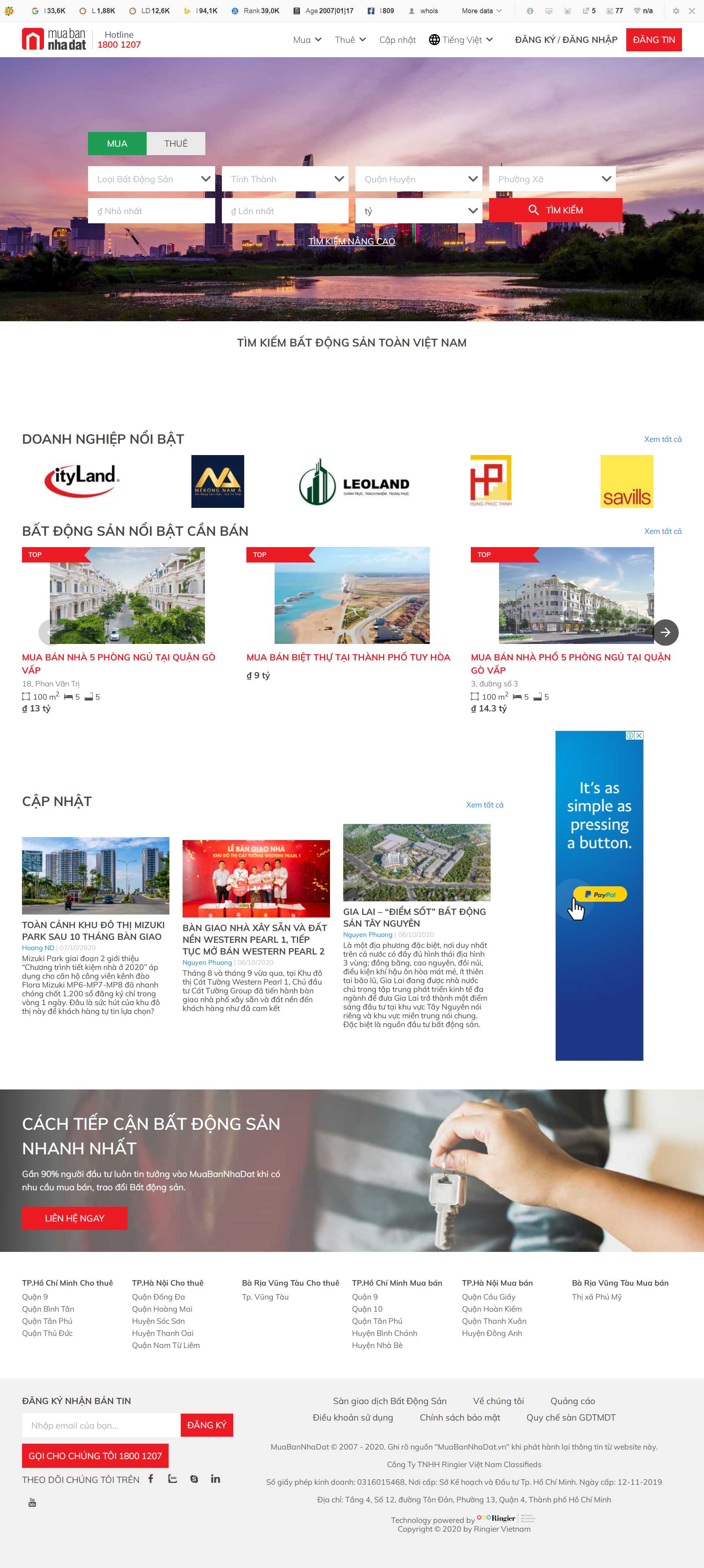 Thiết kế Website web mua bán nhà - wwwmuabannhadatvn