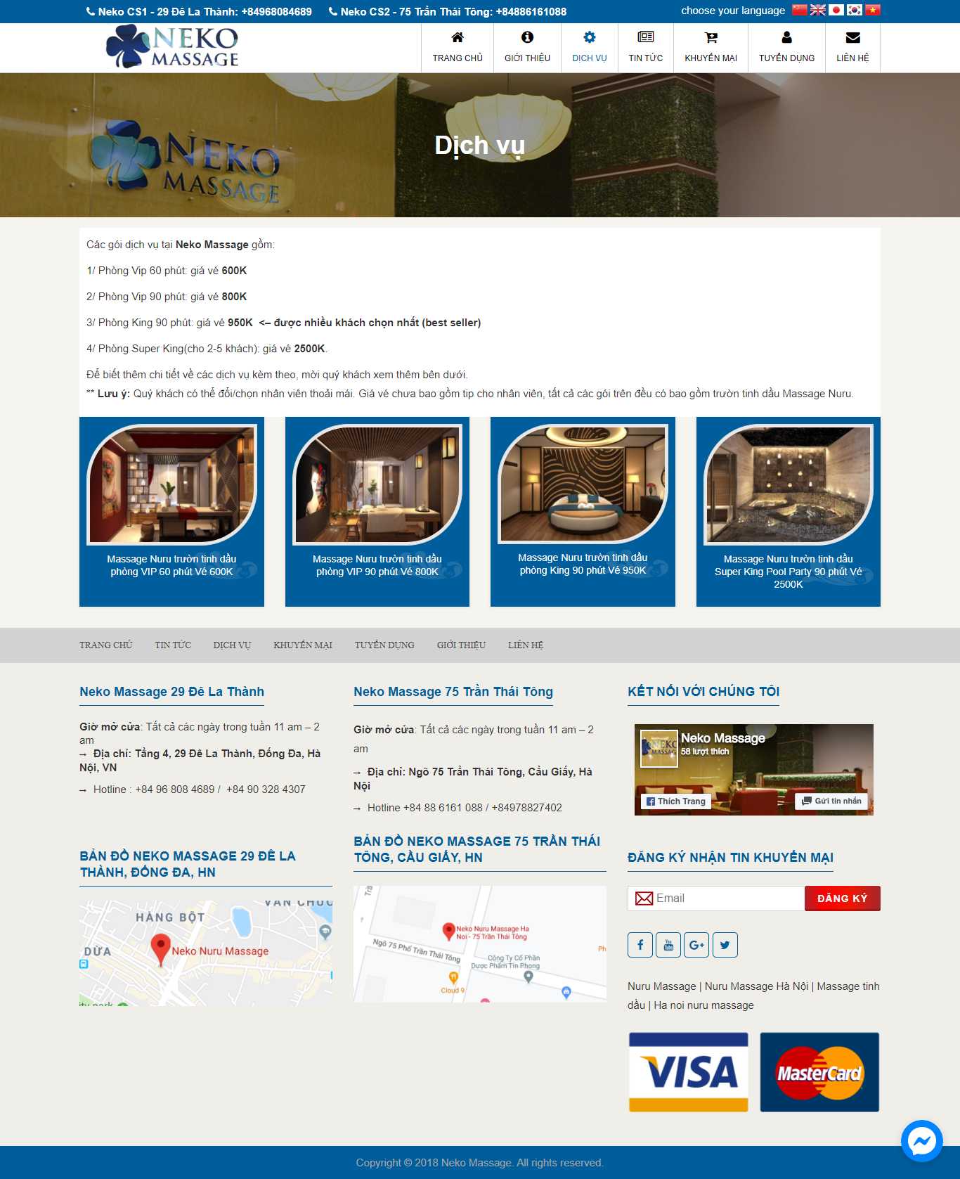 Thiết kế Website web massage - nekomassagevn