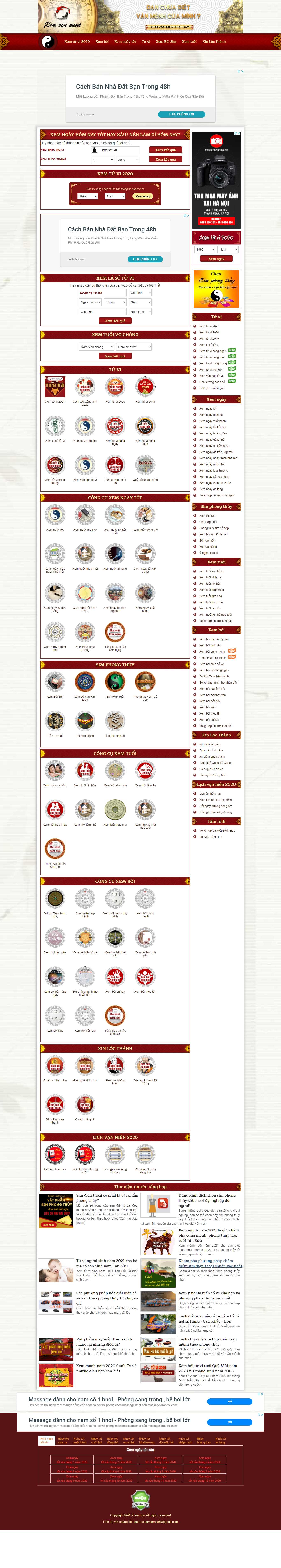 Thiết kế Website web tử vi số mệnh - xemvanmenhnet